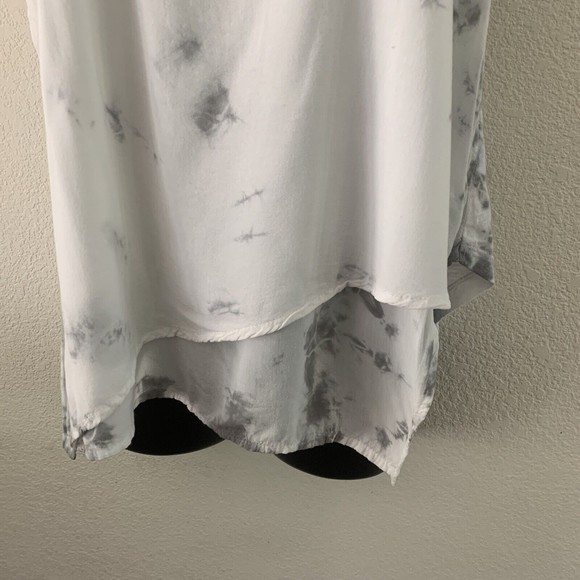 XCVI Tie Dye Tank Women's Size M Gray White Asymmetrical Knit Woven Combo #13050 - Picture 7 of 9